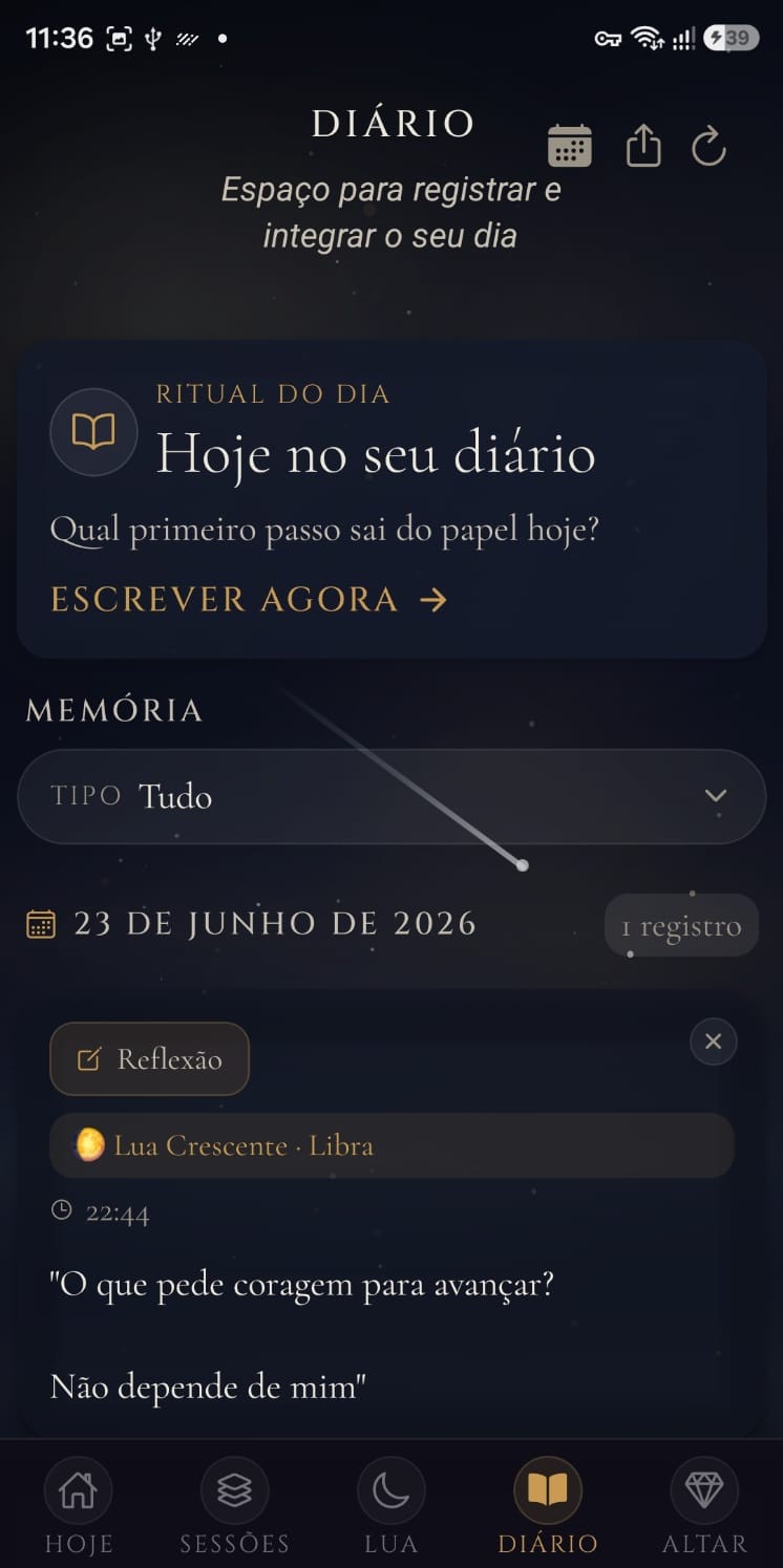 Diário reflexivo — entradas e humor