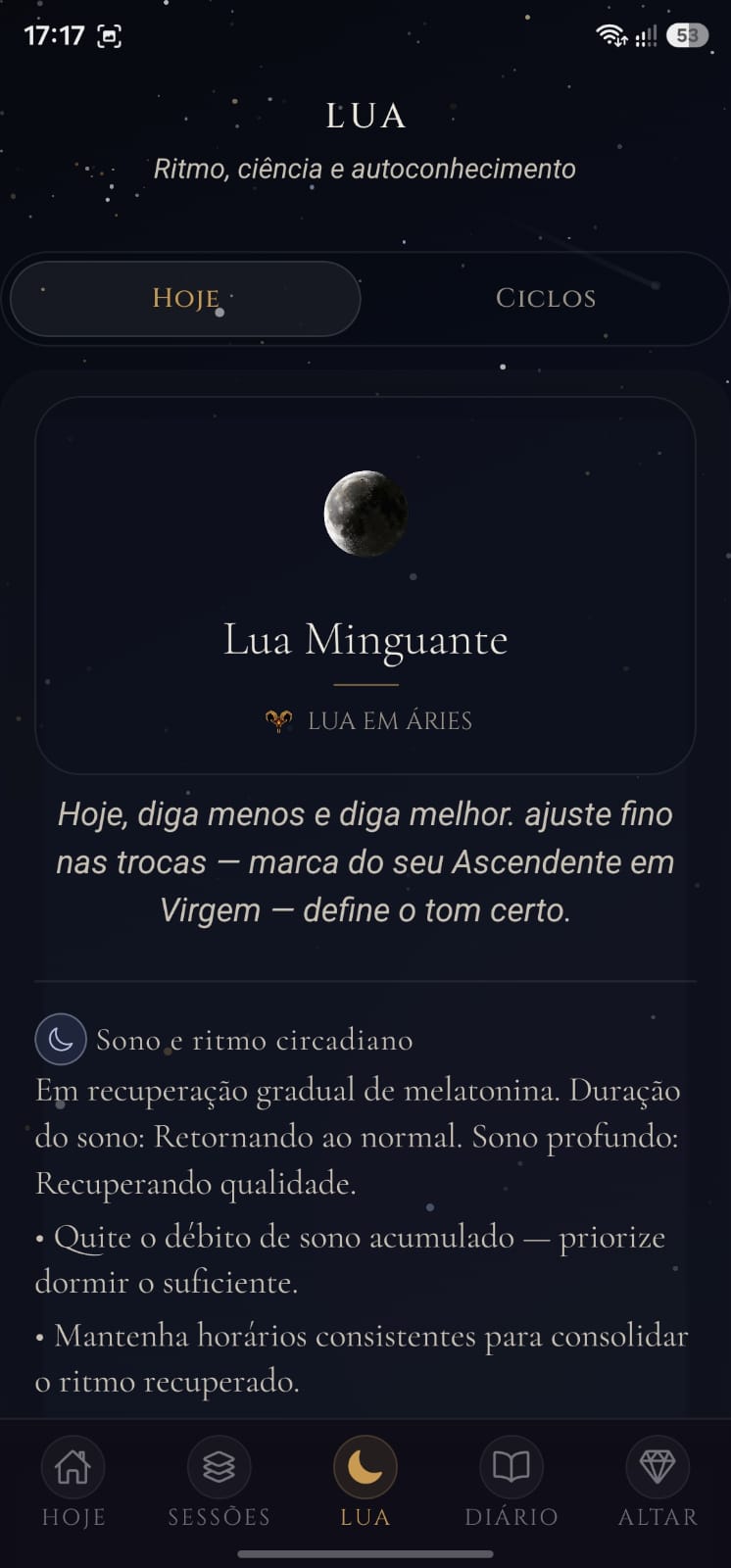 Leitura lunar do dia