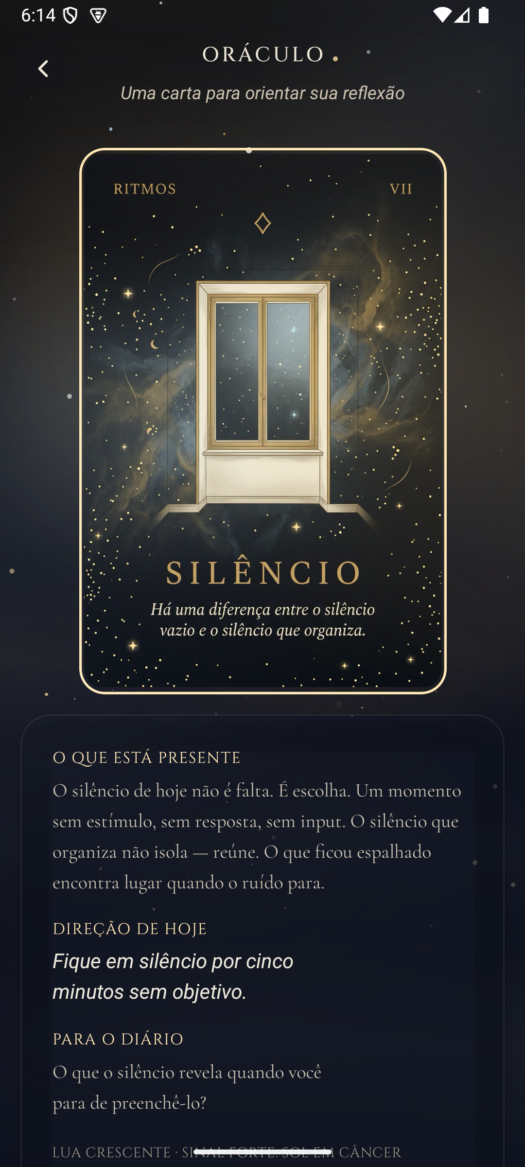 Oráculo — carta revelada