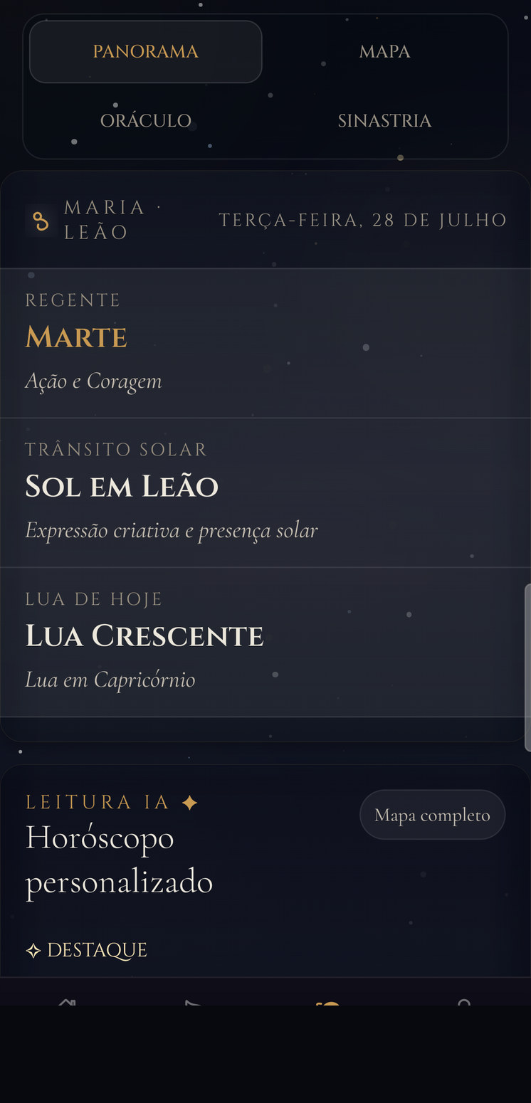 Panorama do Dia — regente, trânsito solar e Lua de hoje